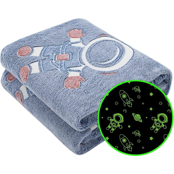 Glow in The Dark Blanket Stars Throw Blanket Birthday Gifts for Kids Soft Cozy Space Decor Blankets for Couch Bed Sofa Unique Gifts for Boys Girls Teens Planet Blanket 50"x60"