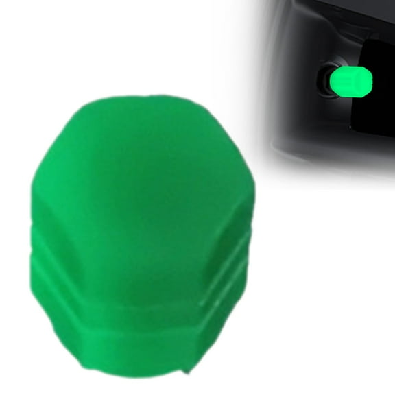 Glow In Dark Car Tire Valve Caps, Tool Free Easy Install Fits Cars Trucks Motorcycles, Abs Phosphor Powder Glows All Night for Safer Night Driving Green