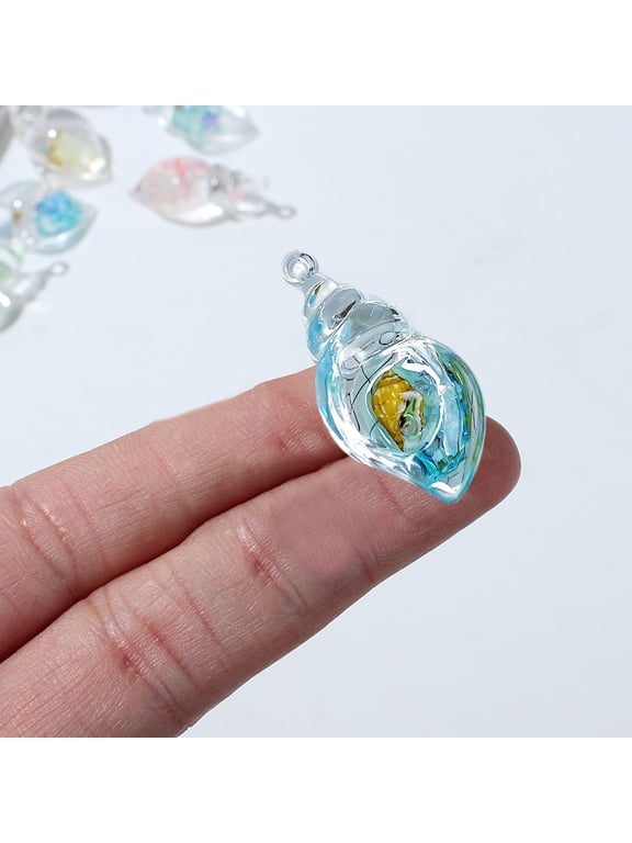 Glow in the Dark Conch Necklace Pendant - Lightweight Resin Shell Charm, 5x3x2.5cm, Blue/Clear/Yellow/Pink/Purple/Green Options - Holiday & Marine Themed Jewelry Accessory