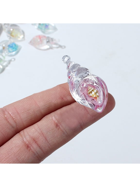 Glow in the Dark Conch Necklace Pendant - Lightweight Resin Shell Charm, 5x3x2.5cm, Blue/Clear/Yellow/Pink/Purple/Green Options - Holiday & Marine Themed Jewelry Accessory