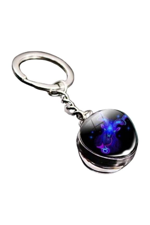 Glow in the Dark Constellation Keychain Twelve Constellation Keychain Pendant Time Gemstone Zodiac Luminous Double-Sided Charm Key Ring, Unique Celestial Gift(Capricorn)