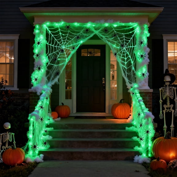 Glow in the Dark Cotton Cobweb Decoration, Stretchable & Reusable for Indoor Outdoor Scene Setup to Create Mysterious Ambiance, Luminous Halloween Prop(White)
