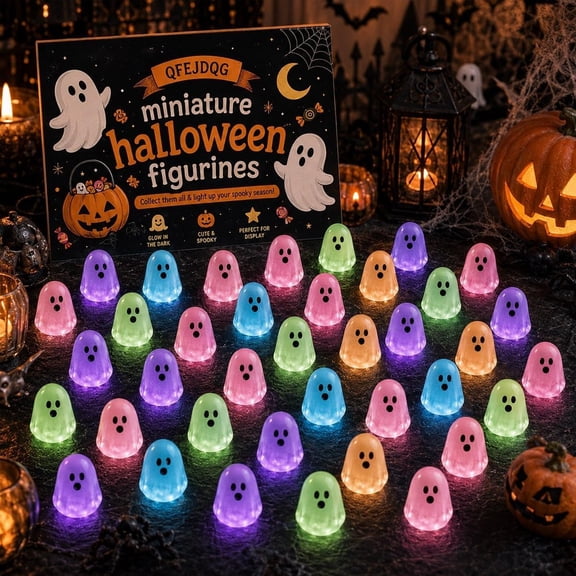 Glow in Dark Cute Ghost Resin Bead Set, Glow in the Dark Ghost.8-Colour Halloween Mix.Glow in the Dark Ghost Figurines, Perfect Halloween Party Ornaments, Micro Landscape Filler & DIY Craft Material