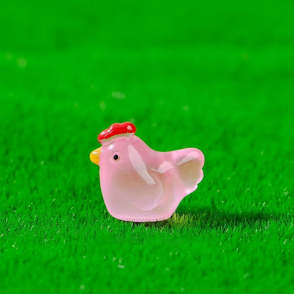 Glow in Dark Decor Night Light Animal Glow in Dark Chicken Decor - Mini Resin Animal Figurines Fairy Garden Ornaments Night Light Aquarium Home Decoration Potted Party Accent Hot Pink