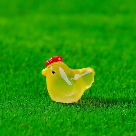 Glow in Dark Decor Night Light Animal Glow in Dark Chicken Decor - Mini Resin Animal Figurines Fairy Garden Ornaments Night Light Aquarium Home Decoration Potted Party Accent Yellow