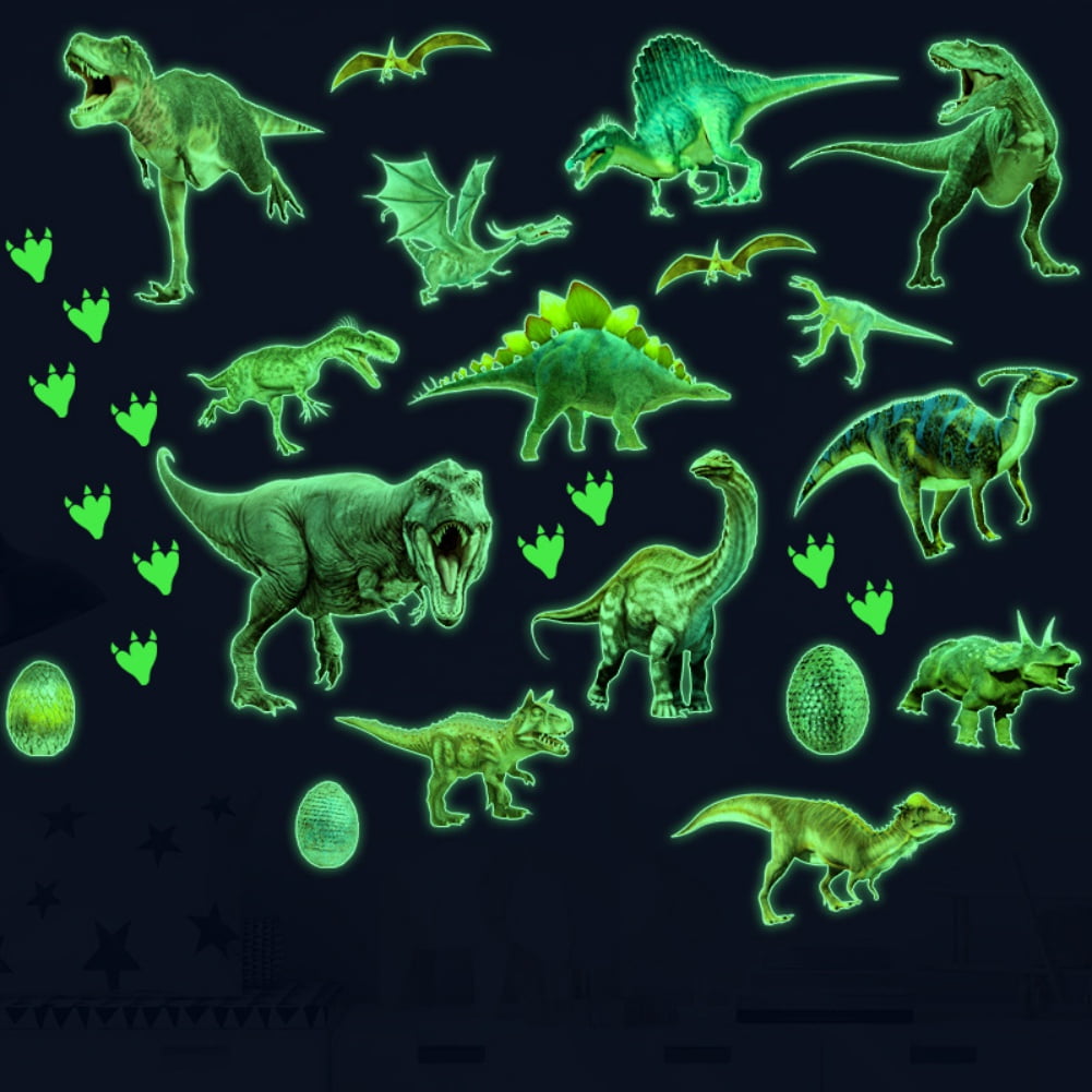 Glow in The Dark Dinosaur Wall Decals,Glowing Stickers for Ceiling,Boys Bedroom Decoration,Large Luminous Removable Dinosaur Wall Decor for Nursery,Kids Birthday Gift