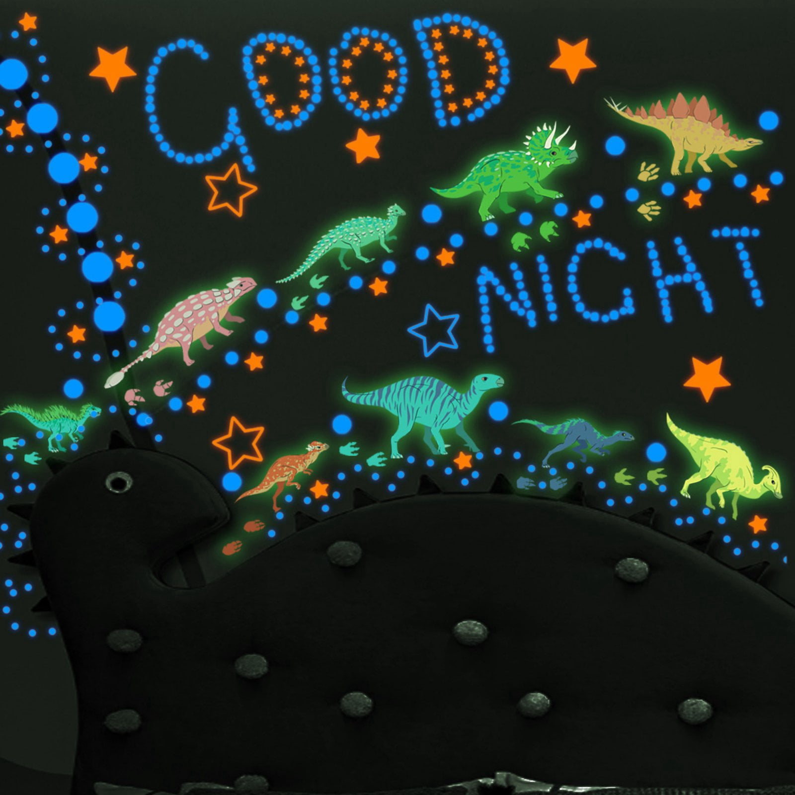 Glow in The Dark Dinosaur Wall Decals,Glowing Stickers for Ceiling,Boys Bedroom Decoration,Large Luminous Removable Dinosaur Wall Decor for Nursery,Kids Birthday Gift