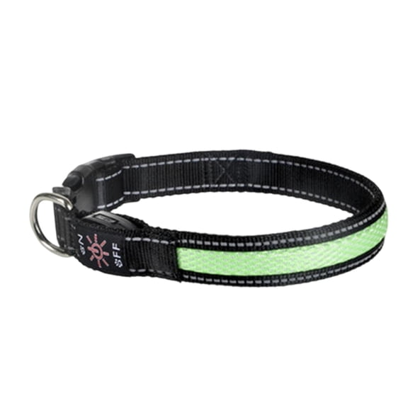 Glow in The Dark Dog Collar - Adjustable, Lightweight, Night Safety Pet Collar with Reflective Strip, Comfortable Fit for Small Medium Large Dogs, Green