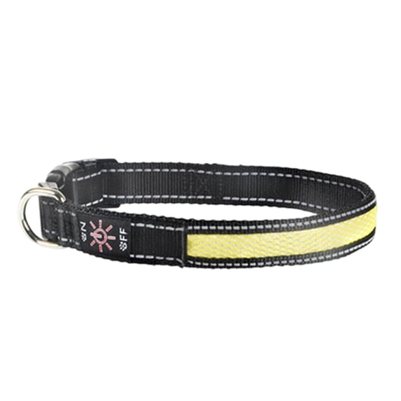 Glow in The Dark Dog Collar, Adjustable Yellow Pet Collar for Night Safety, Ideal for Small Medium Large Dogs, Durable Nylon with Quick Release Buckle - Bright Visibility for Evening Walks, Fits Acti