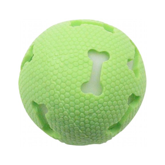 Glow in Dark Dog Teeth Cleaning Ball, TPR Non Toxic Material with Hollow Bone Pattern, Light Up Throwing Game Toy for Interactive Play and Oral Health
