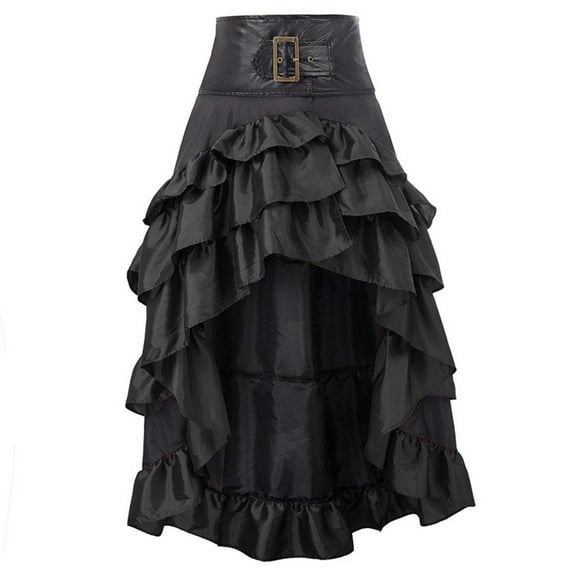 Glow In The Dark Dress, Gothic Lolita Vintage High Waisted Front Short Back Length Irregular Ruffle Patchwork Skirt Vestidos Formales Para Mujer Wedding Guest Dresses Corset (5XL, Black) ZMTing