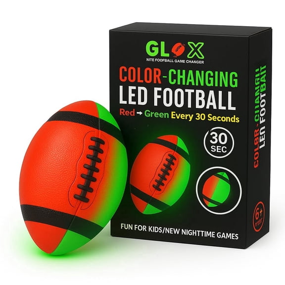 Glow in the Dark Football LED Light Up Football Size 6 with Color-Changing Light that Glow Red & Green Every 30 Seconds Outdoor Night Ball for Kids, Teens, Adults