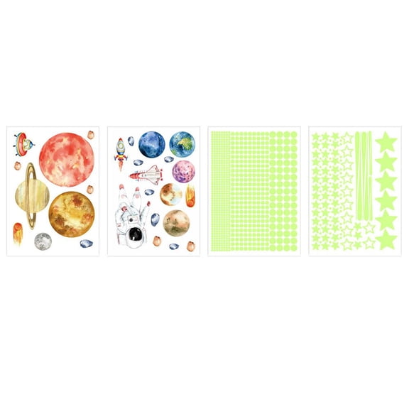 Glow in the Dark Galaxy Star Stickers, PVC Solar System Wall Decals for Kids, Ceiling Decor, Astronaut Planet Stars, Soothing Bedtime Companion, Educational Space Map, Self Adhesive, 20 x 28 cm