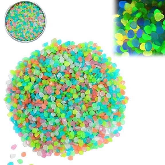Glow in the Dark Garden Stones 100pcs Luminous Stepping Stone Pebbles for Outdoor Walkways Pathways Landscaping Aquarium Decor Random Color Night Light Rocks,Green-100pcs