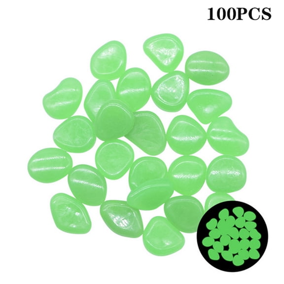 Glow in the Dark Garden Stones Rocks - 100 PCS Outdoor Walkway Decor Night Glow Stones, Glowing Rocks for Garden Lawn Yard, Walkway, Pathway, Potted Plants, Fish Tank, Aquarium (Green)