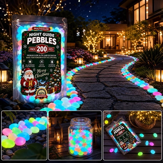 Whas Weather Glow in the Dark Garden Stones, Solar Powered Luminous Outdoor Pathway ...