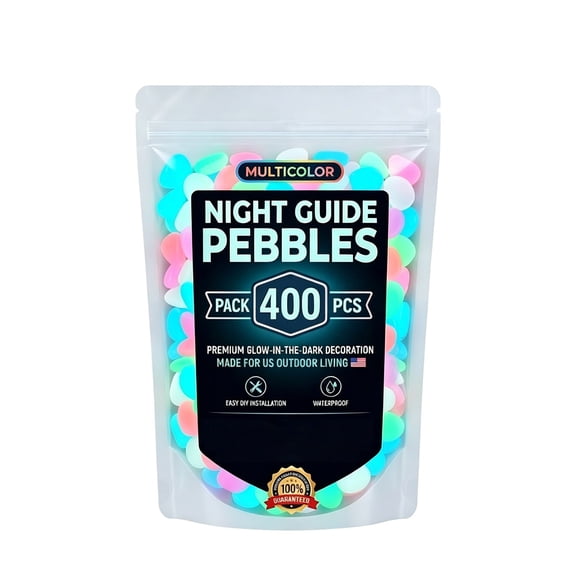 Glow in The Dark Garden Stones, Solar Powered Luminous Pebbles for Outdoor Walkway, Glowing Rocks for Aquarium & Landscape Decor, Waterproof Stepping Stones