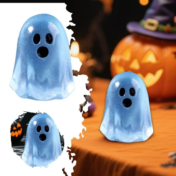 Glow in The Dark Ghost Mini Figurines | Halloween Blind Bag Ornaments for DIY Decor | Cute Desktop Accessories | Gothic Party Favors |Halloween Resin Decorations(Blue)