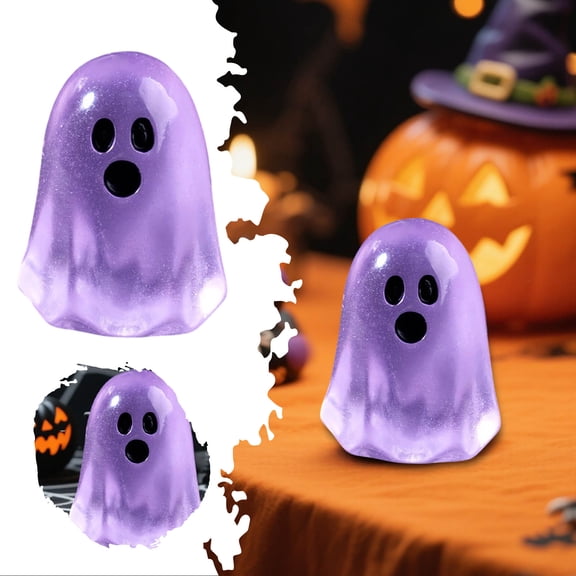 Glow in The Dark Ghost Mini Figurines | Halloween Blind Bag Ornaments for DIY Decor | Cute Desktop Accessories | Gothic Party Favors |Halloween Resin Decorations(Purple)