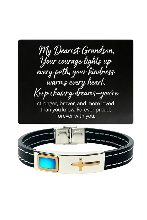 Glow in the Dark Golden Cross Bracelet Protection Gifts for Men Women Anniversary Birthday Gift for Son/Dad/Daughter/Lover Silicone Crucifix Prayer Bracelets with Inspirational Wallet Insert Card