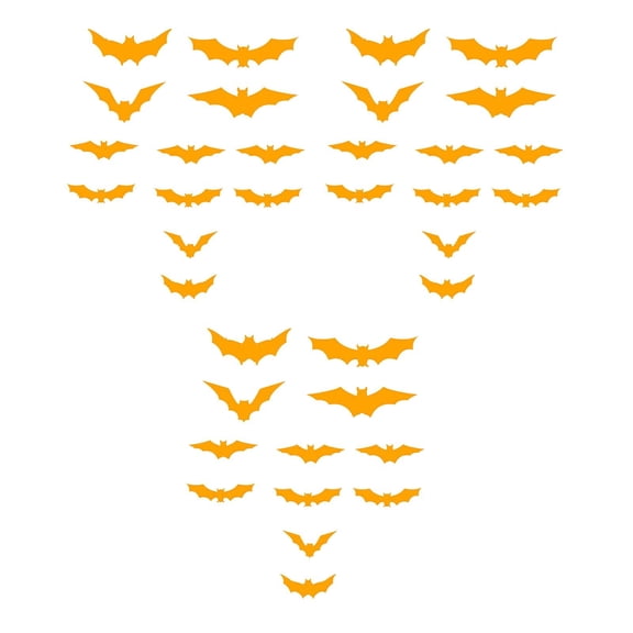 Glow in the Dark Halloween Bat Decorations, Fluorescent 2D Paper Bat Stickers for Neon Party Supplies, DIY Wall Decals for Indoor Outdoor Spooky Glow Party Decor, Midnight Home Decor, 36PCS