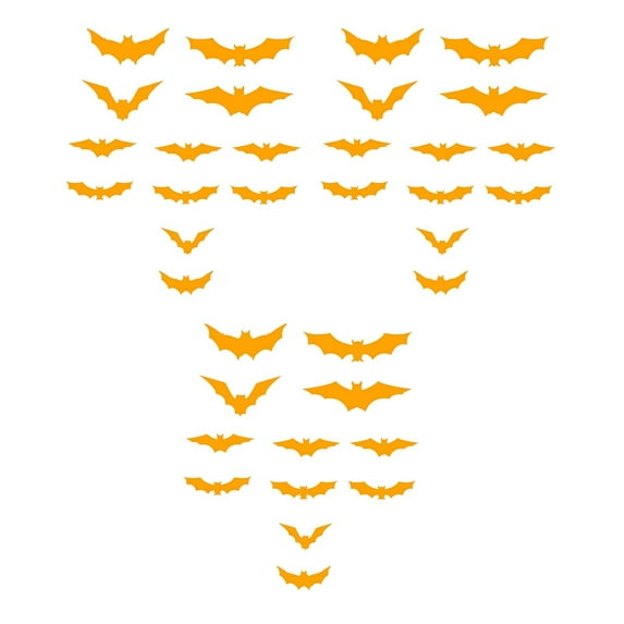 Glow in the Dark Halloween Bat Decorations, Fluorescent 2D Paper Bat Stickers for Neon Party Supplies, DIY Wall Decals for Indoor Outdoor Spooky Glow Party Decor, Midnight Home Decor, 36PCS