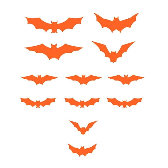 Glow in the Dark Halloween Bat Decorations, Fluorescent 2D Paper Bat Stickers for Neon Party Supplies, DIY Wall Decals for Indoor Outdoor Spooky Glow Party Decor, Midnight Home Decor, 12PCS