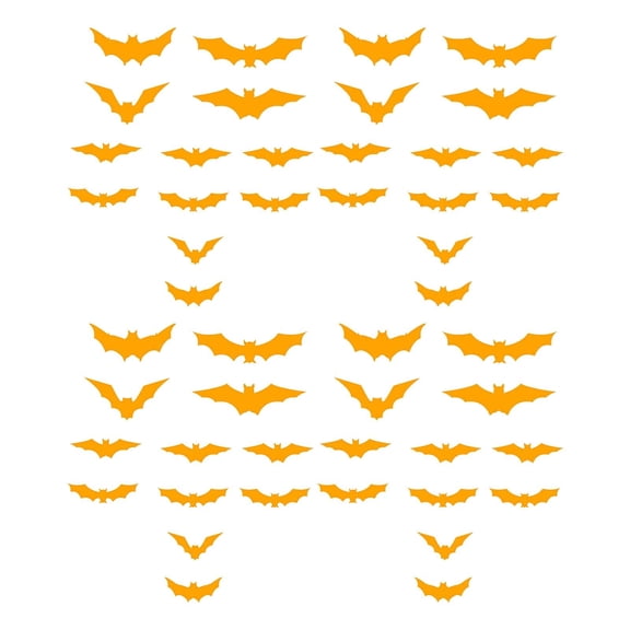 Glow in the Dark Halloween Bat Decorations, Fluorescent 2D Paper Bat Stickers for Neon Party Supplies, DIY Wall Decals for Indoor Outdoor Spooky Glow Party Decor, Midnight Home Decor, 48PCS