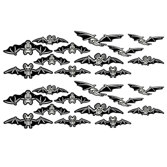 Glow in the Dark Halloween Bat Decorations, Fluorescent 2D Paper Bat Stickers for Neon Party Supplies, DIY Wall Decals for Indoor Outdoor Spooky Glow Party Decor, Midnight Home Decor, 24PCS