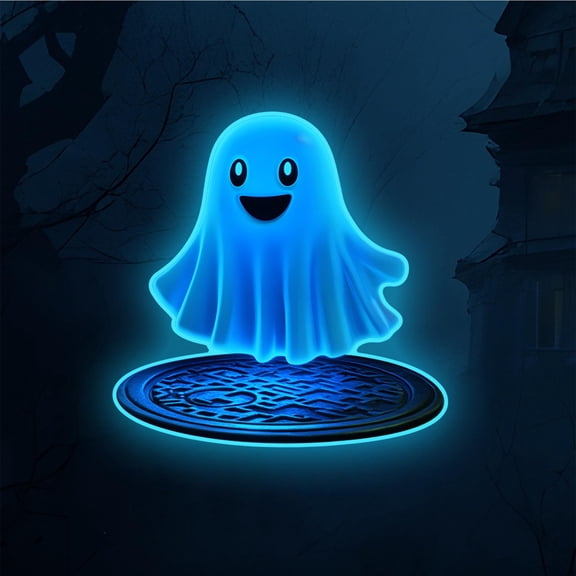 Glow In The Dark Halloween Ghost Wall Sticker Luminous Manhole Ghost Decal Peel Stick PVC Decoration Waterproof Removable Home Bathroom Floor Entryway Party Background DIY Decor