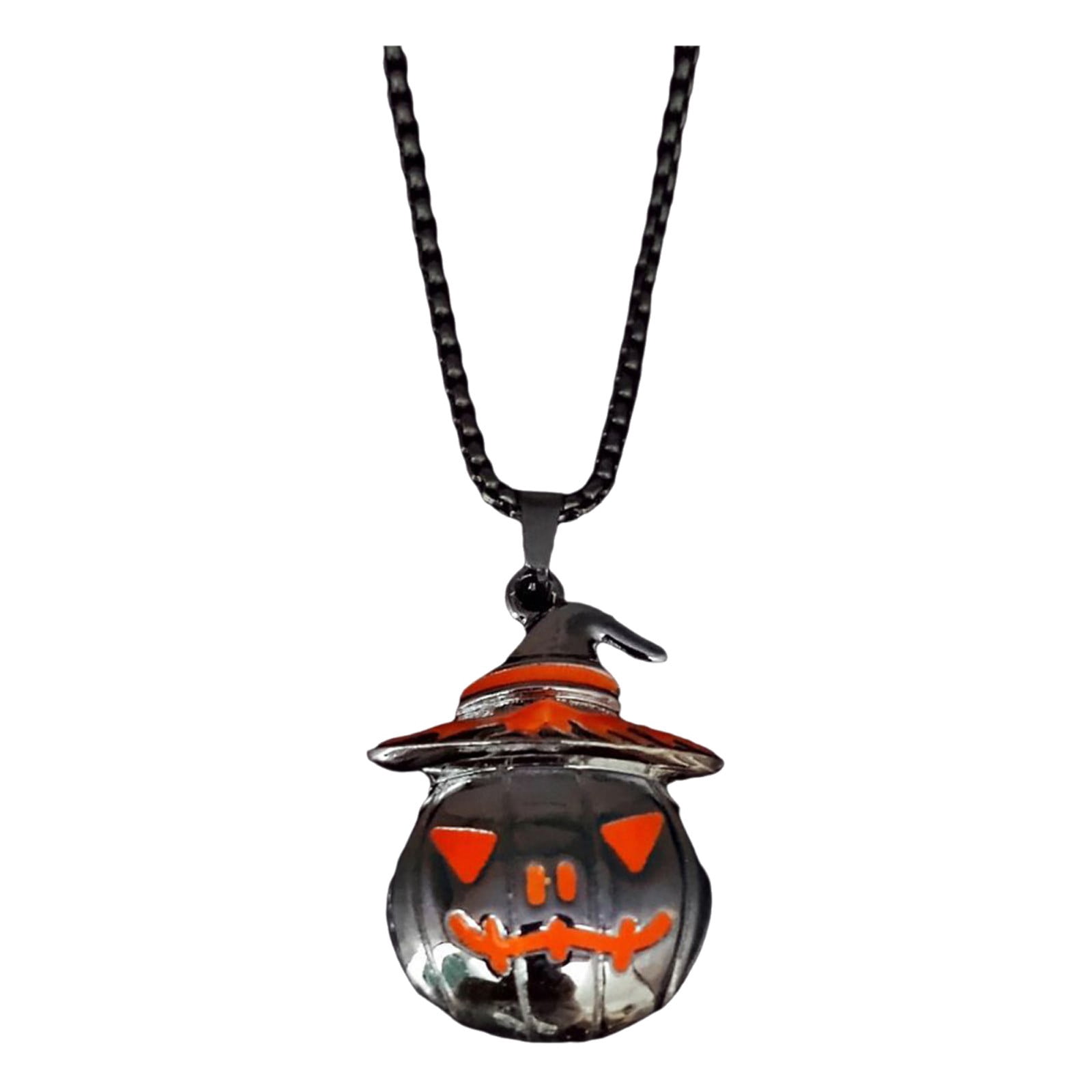 Cute Glow-in-the-Dark Halloween Necklace - Ghost, Bat, Pumpkin & Witch Hat Pendant, Adjustable Chain