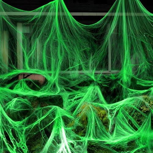 , Glow in The Dark Halloween Spider Web - Halloween Glow in The Dark Decor | Super Stretch Cobweb for Creepy Party Supplies | Creepy Decorations Indoor Outdoor$$Home Decor, Kitchen, & Other
