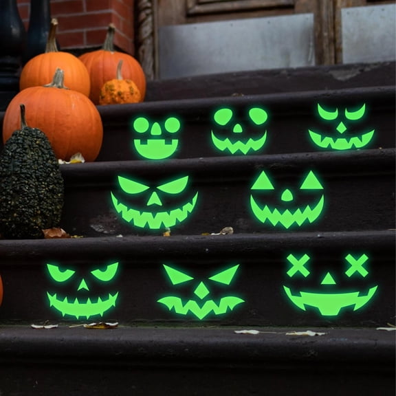 Glow In The Dark Halloween Wall Stickers, Luminous Pumpkin Ghost Peel And Stick Decals, Removable Waterproof Wall Art Decor for Living Room Bedroom Party Halloween Decoration