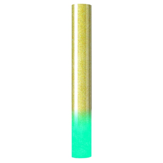 Glow in The Dark Heat Transfer Vinyl Rolls, 12" x 10" Luminous Iron on Vinyl for T-Shirts, PU Elastic HTV Vinyl for All Cutter Machine Easy to Cut & Weed for Cool Costumes/Design(Gold,12x10")