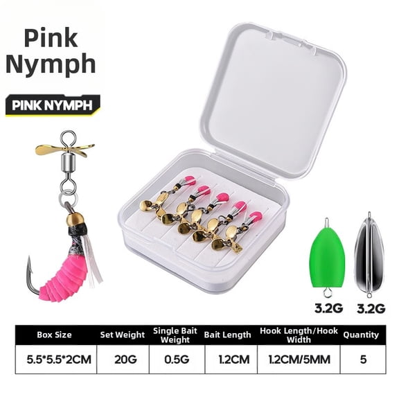 Glow In The Dark Ice Shrimp Fly Fishing Lure With Spinner Propeller, Realistic Nymph Bait For Freshwater Trout And Bass, Multicolored Metal Lure 5.5cm(D)