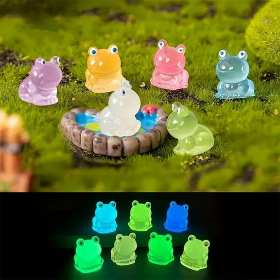 Glow in Dark Luminous Miniature Fairy Garden Accessories, Mini Animals Figurines, Micro Landscape Ornaments DIY Kit, Environmental Resin Decoration Outdoor Patio Lawn Yard (14PCS, Frog)