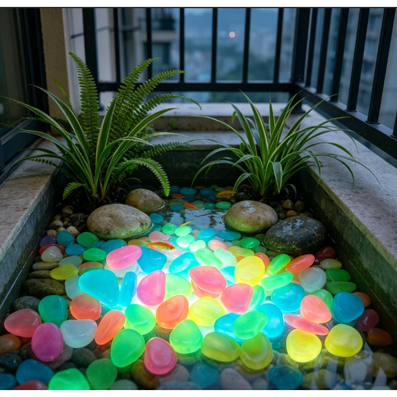 Glow in the Dark Luminous Stones, Outdoor Garden River Pebbles, Fluorescent Landscape Rocks for Walkway Driveway Stepping Path, Aquarium Fish Tank Decorative Stones, Random Mixed Colors