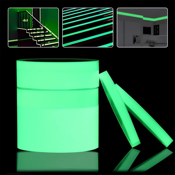 Glow in The Dark Luminous Tape,PVC Safety Egress Marker Tape for Stairs Steps Walls Floor Fire Safety Warning Glow Strip Indoor Outdoor 0.39" x 118.11"