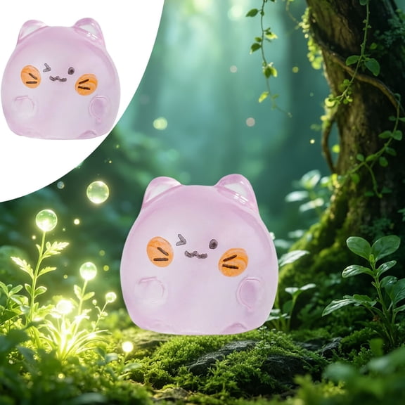 Glow in The Dark Mini Cat Figurines Resin, Tiny Animal Statues Ornaments for Dollhouse Home Decor, Luminous Miniature Cat Sculptures for DIY Crafts Aquarium, 1PC