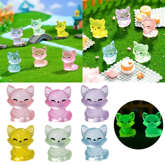 Glow in The Dark Mini Decor, 12PCS Resin Animal Figurines for Dollhouse, Fairy Garden Landscape, Aquarium & Woodland Theme Decorations, Cute Desk Accessories