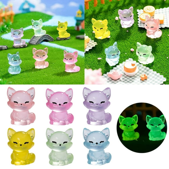Glow in The Dark Mini Decor, 36PCS Resin Animal Figurines for Dollhouse, Fairy Garden Landscape, Aquarium & Woodland Theme Decorations, Cute Desk Accessories