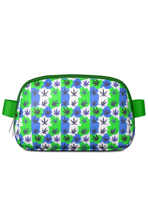 Glow in the Dark Neon Marijuana Leaf Chest Bag – Colorful Weed Fanny Pack for Women with Partitioned Main Pocket – Lightweight Hemp Leaf Waist Pack for Travel & Adventure