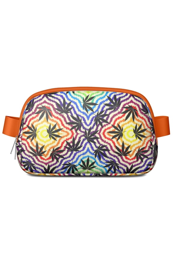 Glow in the Dark Neon Marijuana Leaf Chest Bag – Colorful Weed Fanny Pack for Women with Partitioned Main Pocket – Lightweight Hemp Leaf Waist Pack for Travel & Adventure