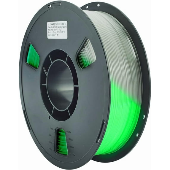Glow in The Dark PETG 3D Printer Filament 1.75mm 1.0kg Dimensional Strength & High Temperature Plastic Spool Fit Most 3D Printer Accuracy +/- 0.02mm Gift