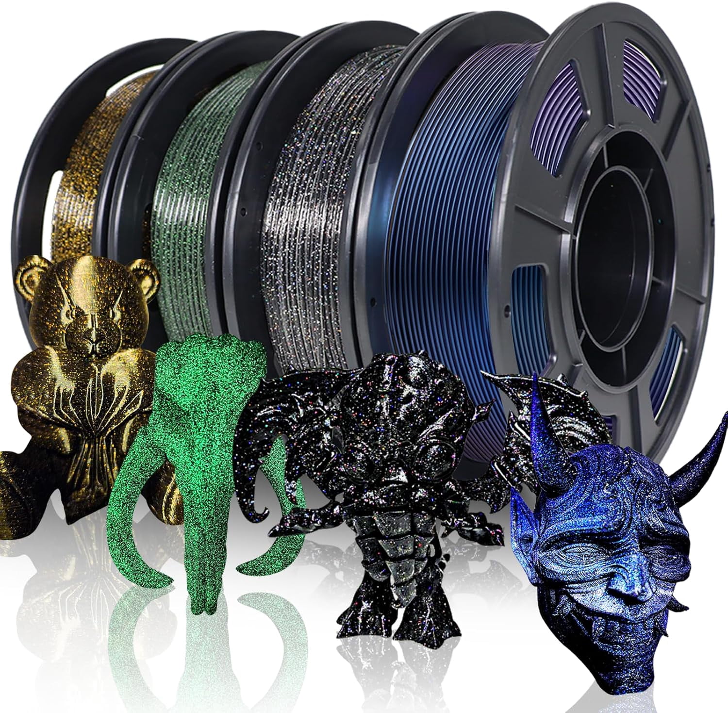 Luminious Filament Glow in The Dark PLA 3D Printer Filament Bundle, 4 Colors 250g Spools ...
