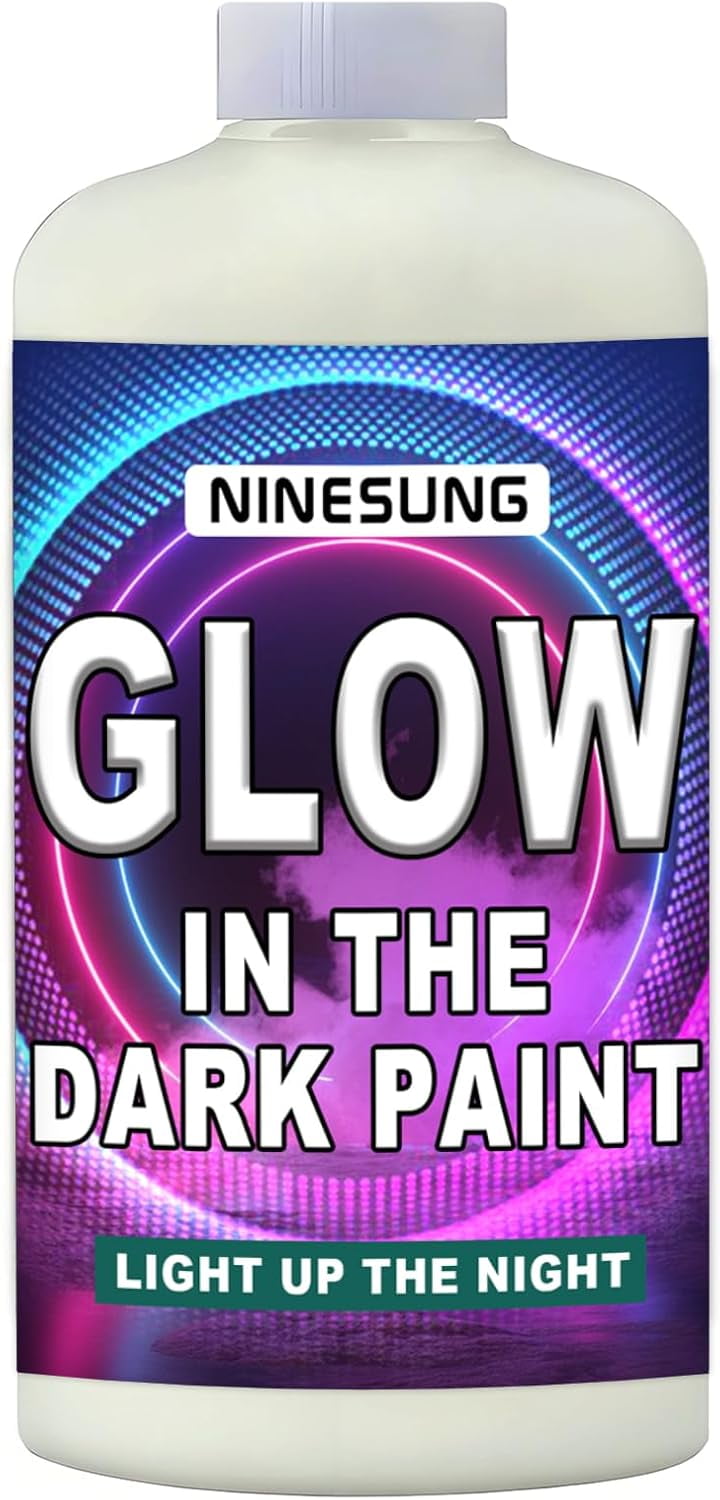 Glow in The Dark Paint, Bright Colors 120ml/4oz Blacklight Paint's, White (Glows Blue) Craft Paints, Acrylic Glow Fluorescent Paint Perfect for Art Painting (White (Glows Blue),4 Fl Oz)