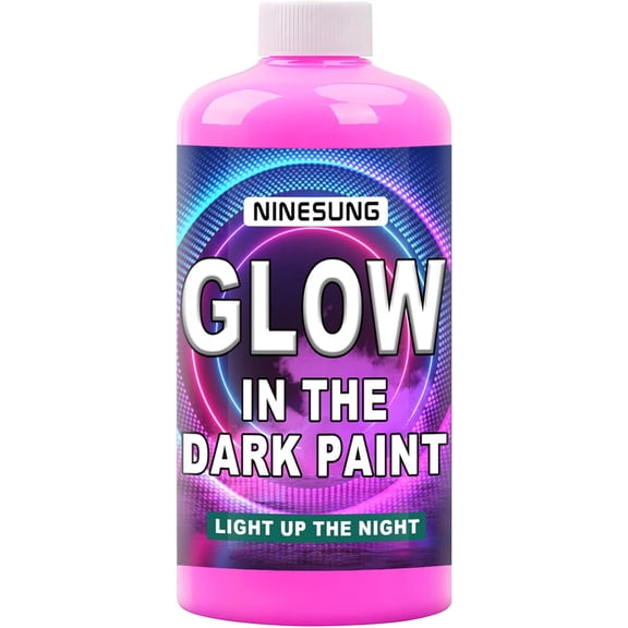 Glow in The Dark Paint, Bright Colors 500ml/17.5oz Blacklight Paint's, Hot Pink Craft Paints, Acrylic Glow Fluorescent Paint Perfect for Art Painting, DIY Projects (Hot Pink,17.5 Fl Oz)