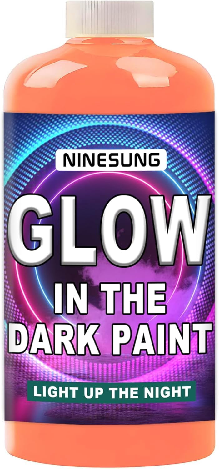 Glow in The Dark Paint, Bright Colors 500ml/17.5oz Blacklight Paint's, Orange Craft Paints, Acrylic Glow Fluorescent Paint Perfect for Art Painting, DIY Projects (Orange,17.5 Fl Oz)
