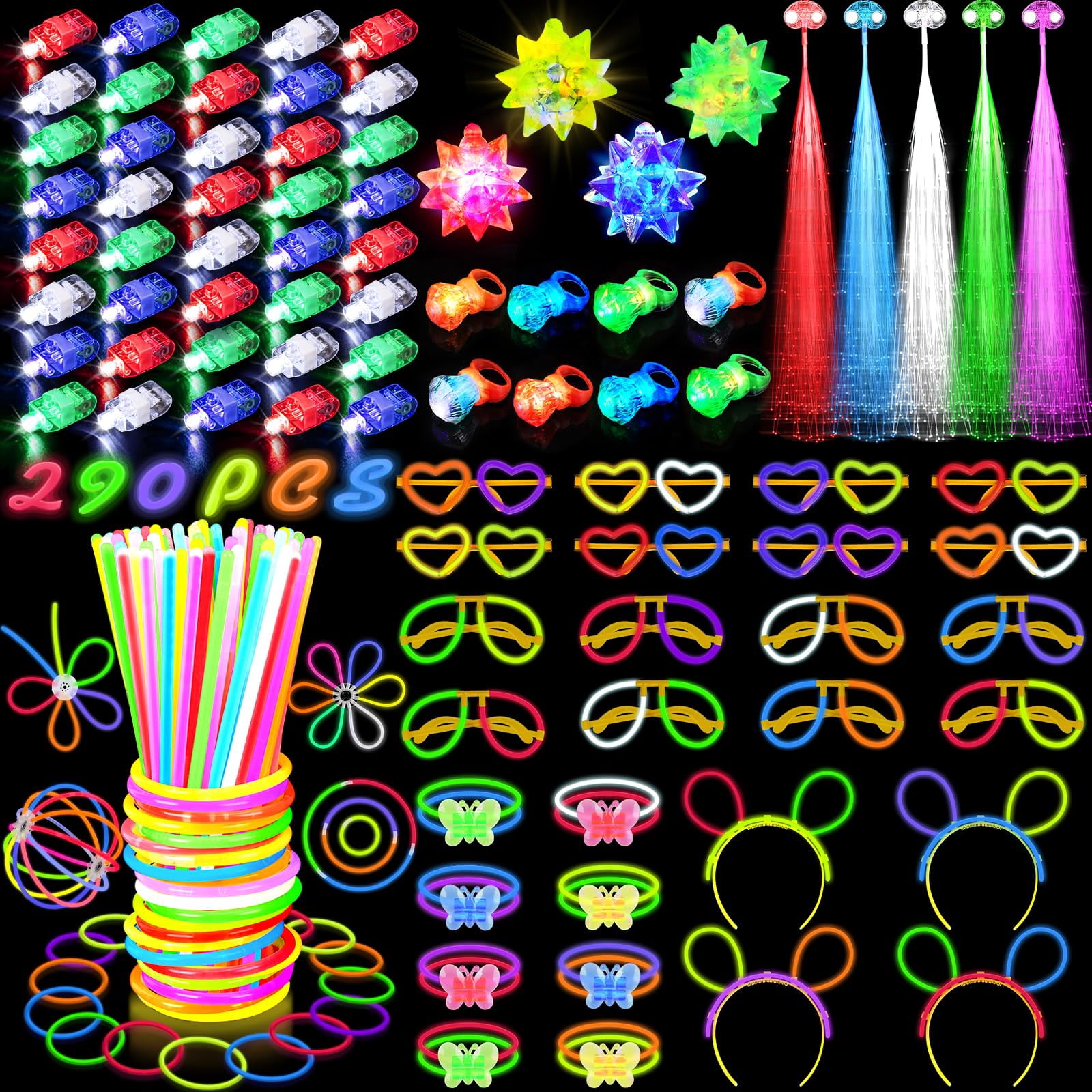Glow in the Dark Party Supplies for Kids Adults, Light Up Party Favors ...