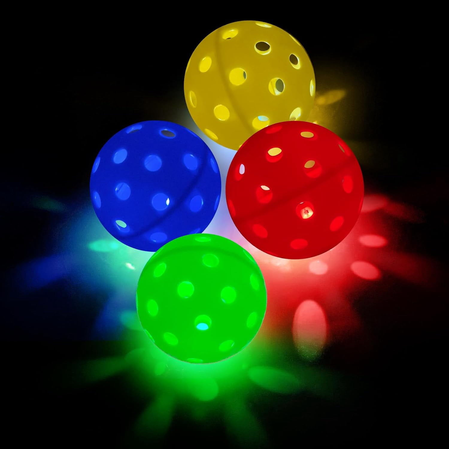 Glow in The Dark Pickleballs Light up Pickleball Balls Indoor Outdoor Pickleballs Usapa Approved, Pickle Balls 4 Pack Sports Equipment Gifts for Pickleball Lovers